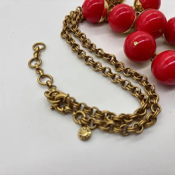 J Crew Gold Chain Statement Necklace w/ Round Vibrant Acrylic Beads - Picture 6 of 7